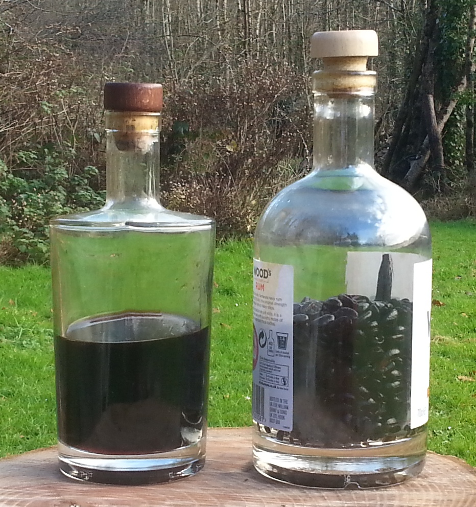 bottles with coffee beans